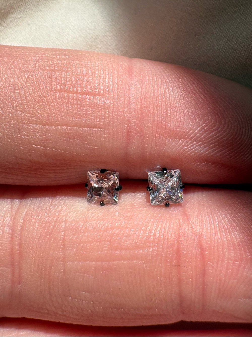 Classic Square-Cut Clear CZ Stud Earrings